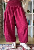 Lock Needlecord Shirring Barrel Pant Burgundy